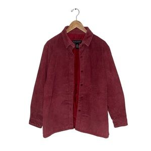 Dialogue Vintage Leather Jacket Women's Size Medium Red Shacket Lighweight Lined